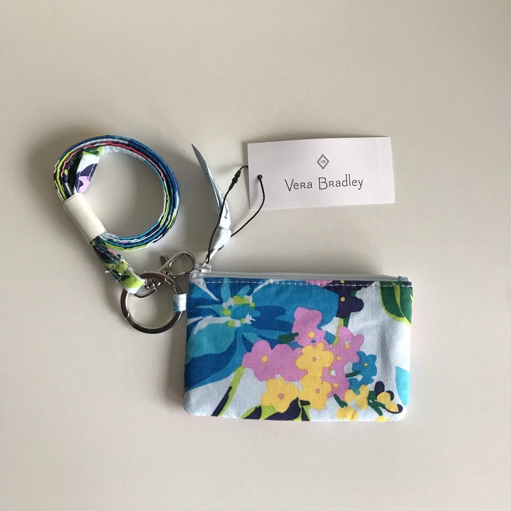 Vera Bradley Marian Floral Zip ID & Lanyard Set